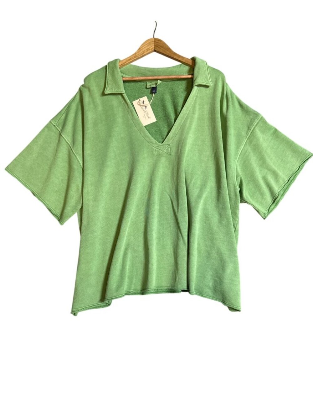 NWT Universal Thread Womens Green Top 100% Cotton V Neck Soft Relazed Size 4X
